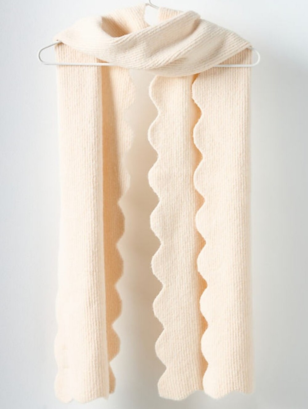 Anthropologie Maeve Cream Scalloped Edge Knit Scarf